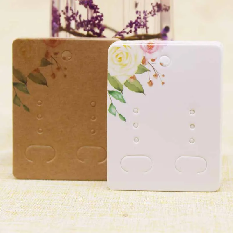 Бумажные карточки для упаковка серег с цветочным узором 5x6 5 см 50 шт. | Украшения и