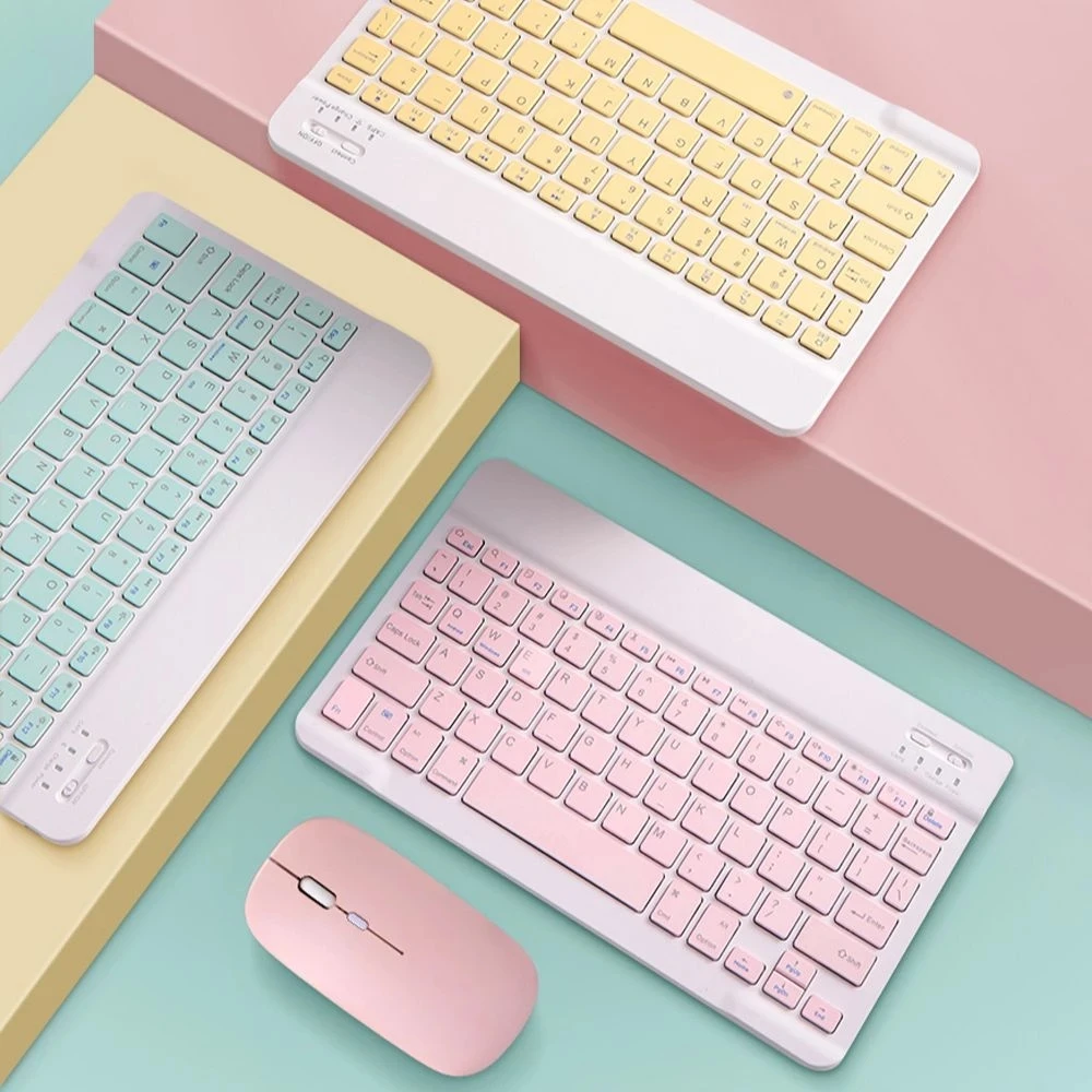 

Wireless Bluetooth Korean Keyboard And Mouse For ipad Phone Tablet For Samsung Android Tablet Russian Spanish Mini Pink Keyboard