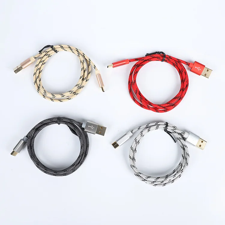 Кабель Micro USB с металлическим корпусом и позолоченным разъемом плетеный провод