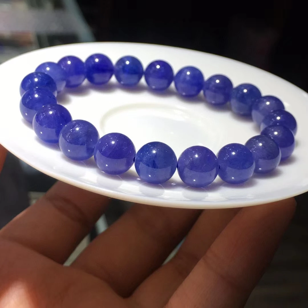 

9mm Natural Blue Tanzanite Bracelet For Women Lady Men Energy Love Gift Round Beads Crystal Healing Luck Gemstone Strands AAAAA
