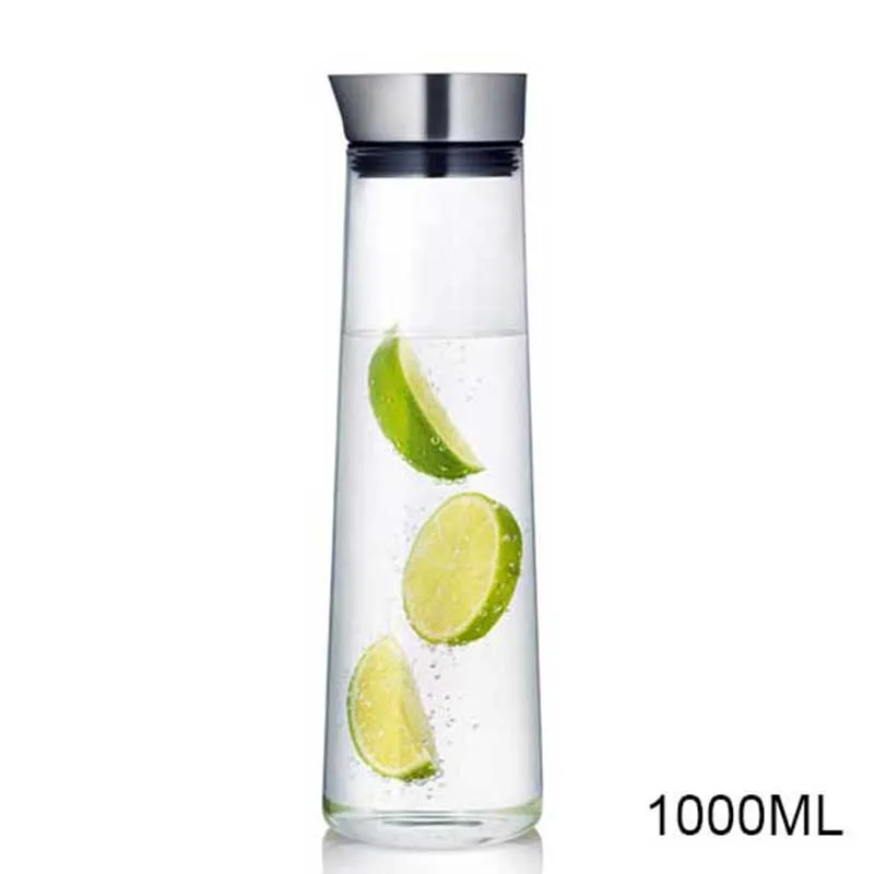 Hot Sale High Capacity 1000ml/1500ml Heat-Proof Thickened Glass Pitcher with Stainless Steel Lid Carafe for Hot/Cold Water Juice | Дом и сад