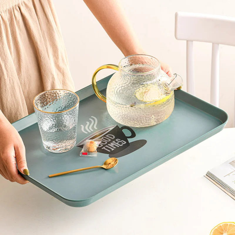 

Plastic Rectangle Tea Trays Decorative Modern Simplicity Coffee Shop Tea Tray Restaurant Serving Bandeija Home Products BS50CP