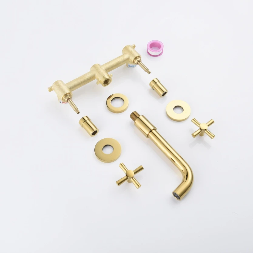 Смесители для раковины латунные Золотые/никелевые Золотые Квадратные смесители