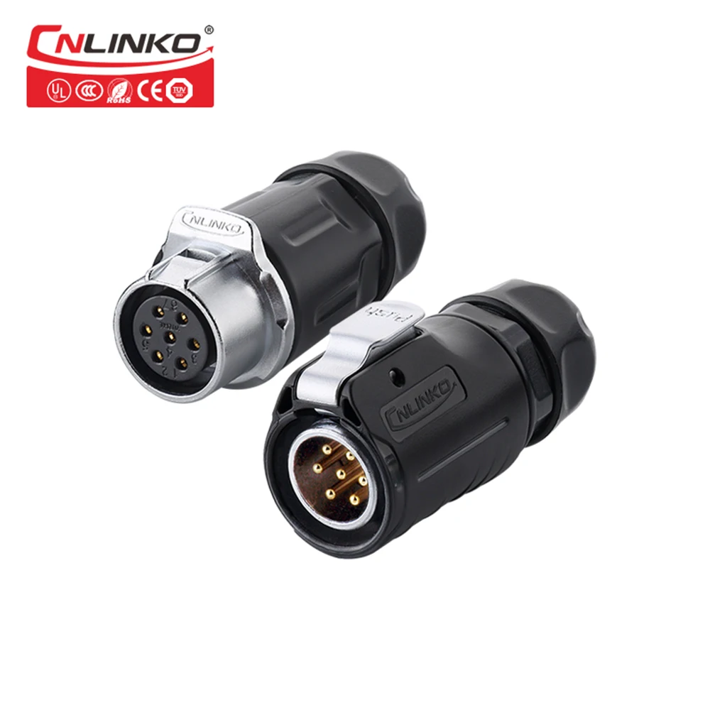 CNLINKO LP серия M20 7 pin 20A 500V IP67 водонепроницаемый штекер черный круглый разъем для