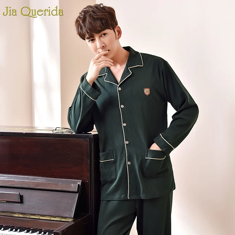 Пижама для мужчин красная элегантная мужская пижама 100% хлопок длинные рукава