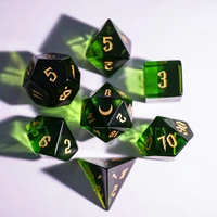 green glass platonic geometry dice set handmade moon logo polyhedral dice for rpg coc dd borad games d12 d20 diy christmas gift