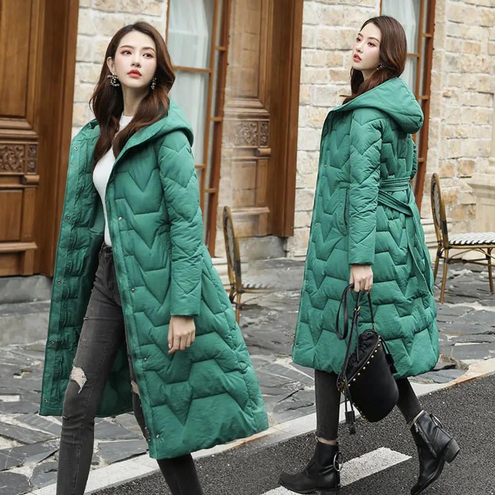 Vielleicht 2019 New Autumn Winter Coat Women Jacket Long Hooded Winter Jacket Women Parkas Winter Jackets And Coats With Belt