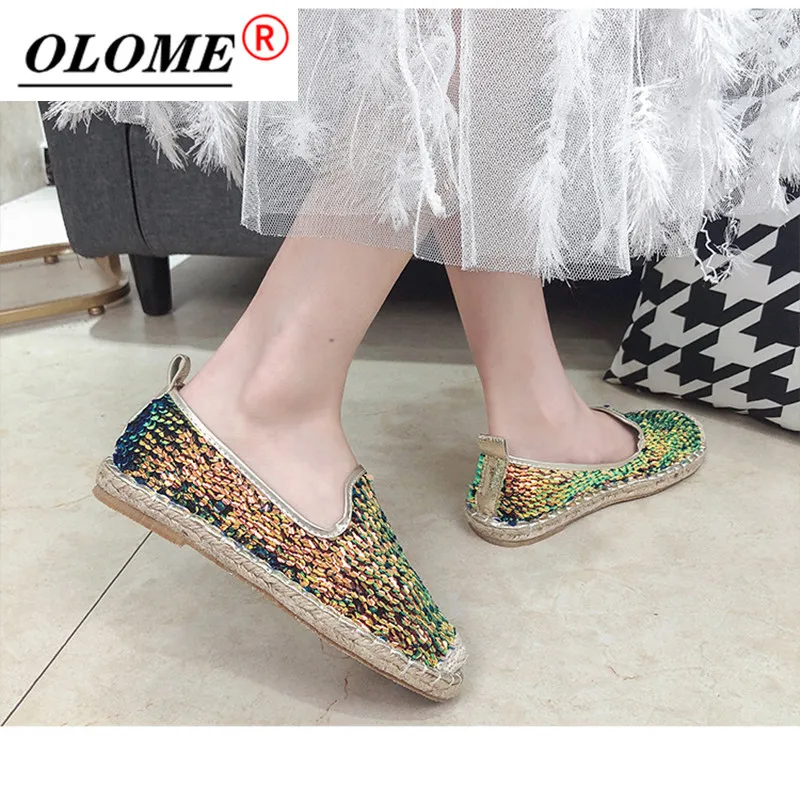 

Ladies Flat Mesh Embroidered Sequined Fisherman Shoes Comfortable Casual Flats 2021