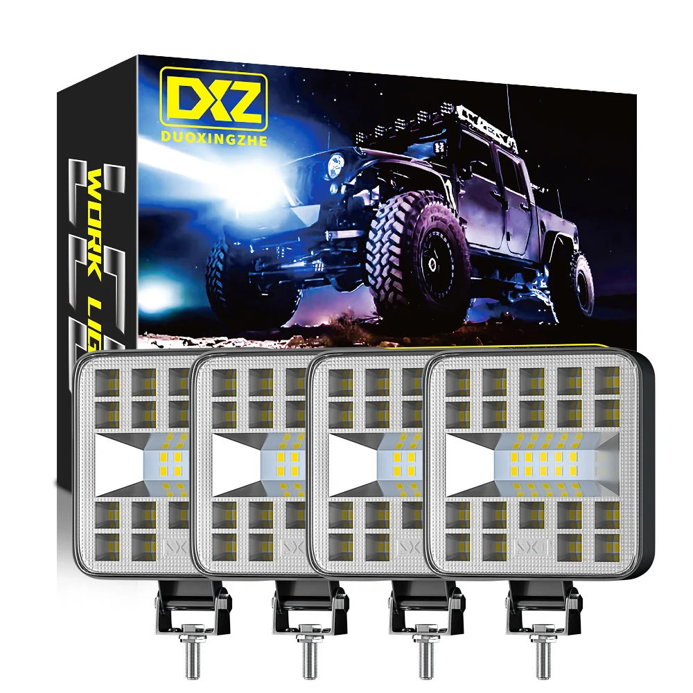 

DXZ 4pcs 12V 24V 87W Car LED Work Light Bar 4X4 Offroad Headlight 29SMD Spotlights for SUV ATV Motorcycle Truck Auto Bulbs