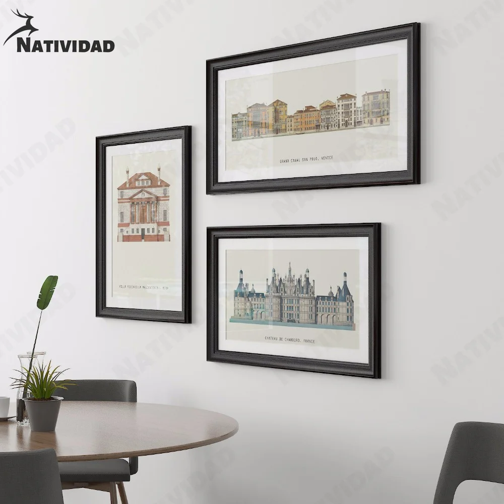Классический Декор для дома настенный постер в стиле ретро архитектура рисунки