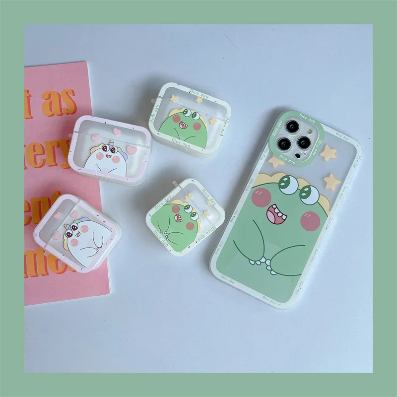 

For AirPods 1 2 Pro Case Soft Thin Unicorn Dinosaur Cartoon Protective Wireless Earphone Cases For Apple Airpod 1 2 Case Cover