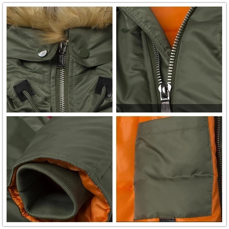 

2021 Winter N3B puffer jacket men long canada coat military fur hood warm trench camouflage tactical bomber army korean parka