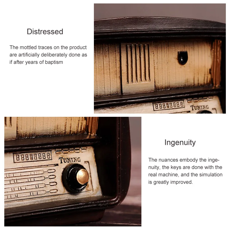 

Figurines Miniatures Vintage Radio Craft Birthday Gift Europe Style Antique Imitation Home Decor Resin Radio Model