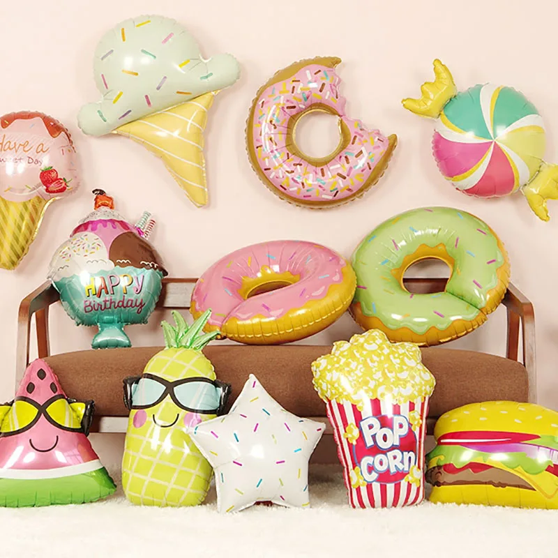 Мороженое гамбургерский попкорн торт Пончик фольга воздушный шар украшения на