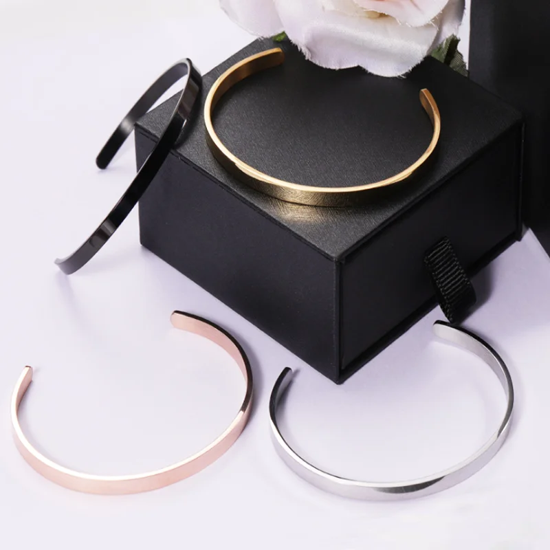 Дропшиппинг регулируемый браслет из нержавеющей стали C-образный открывающийся