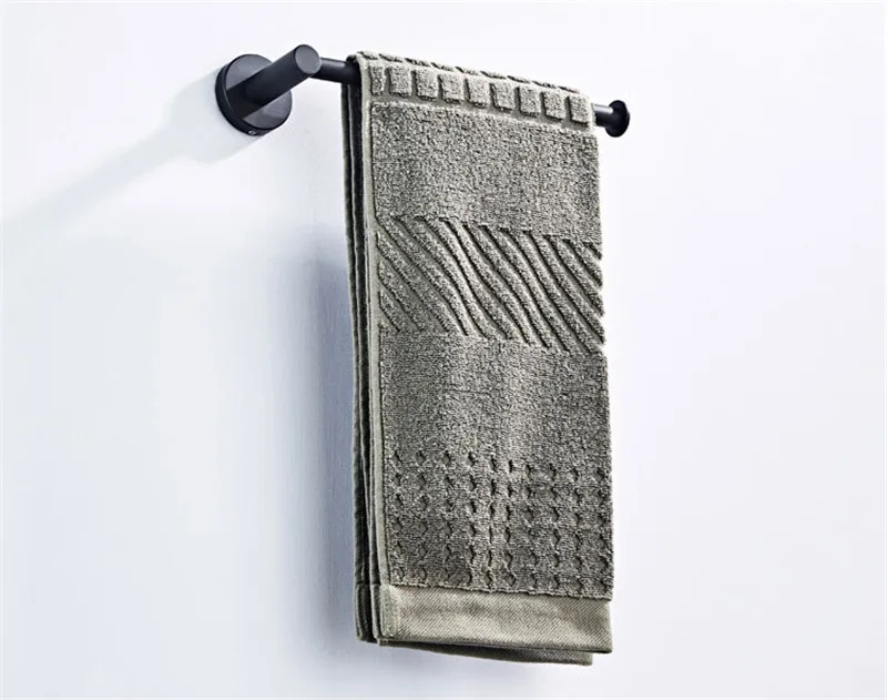 Tuqiu 25cm Towel Bar Wall Mounted Towel Rack Bathroom Brass and Stainless Steel Towel Hanger Rail Matte Black Towel Holder