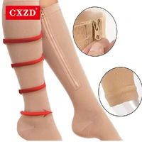 cxzd unisex compression socks zipper leg support knee socks ladies mens open toe thin anti fatigue elastic stockings socks men