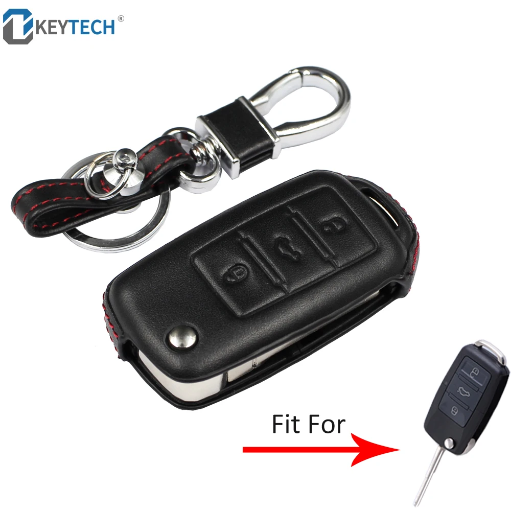 Кожаный чехол OkeyTech для ключей Volkswagen V W Golf 7 R MK7 Tiguan 2017 Skoda Octavia A7 Seat Leon Ibiza