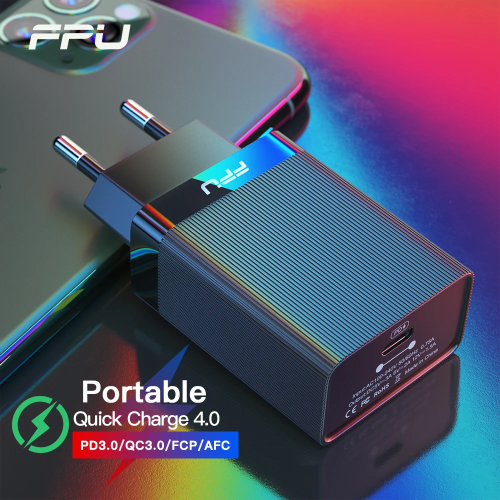 Быстрое зарядное устройство FPU 4 0 QC 3 PD 18 Вт QC4.0 QC3.0 USB C быстрое для iPhone 11 Pro Max