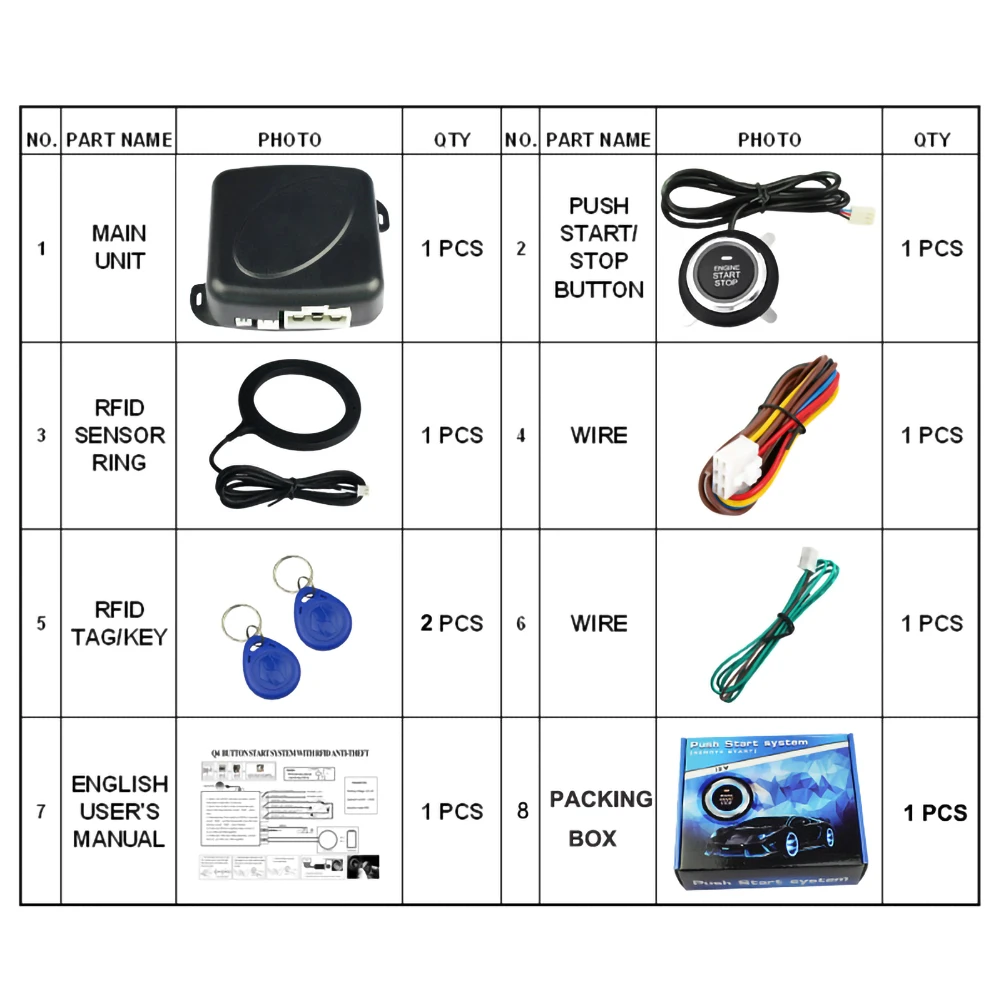 Умная система сигнализации кнопка запуска и остановки двигателя иммобилайзер