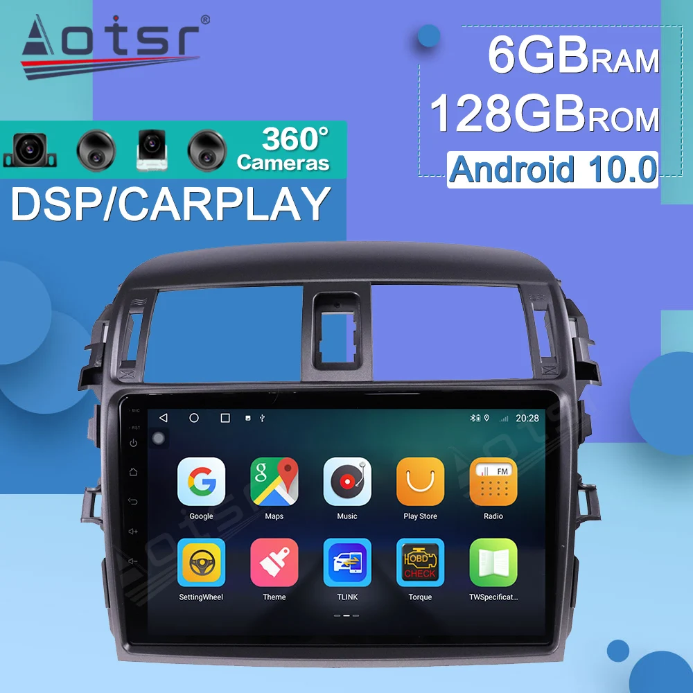 

Android Auto Radio For Toyota Corolla E140 E150 2006 - 2013 Carplay Car Multimedia GPS 2Din Stereo Receiver Autoradio Unit DSP