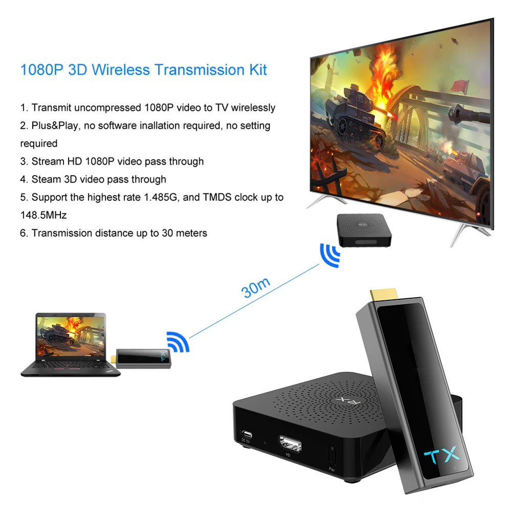 Беспроводной 60 ГГц Hdmi совместимый передатчик приемник 30 м Hd 1080p УДЛИНИТЕЛЬ Видео