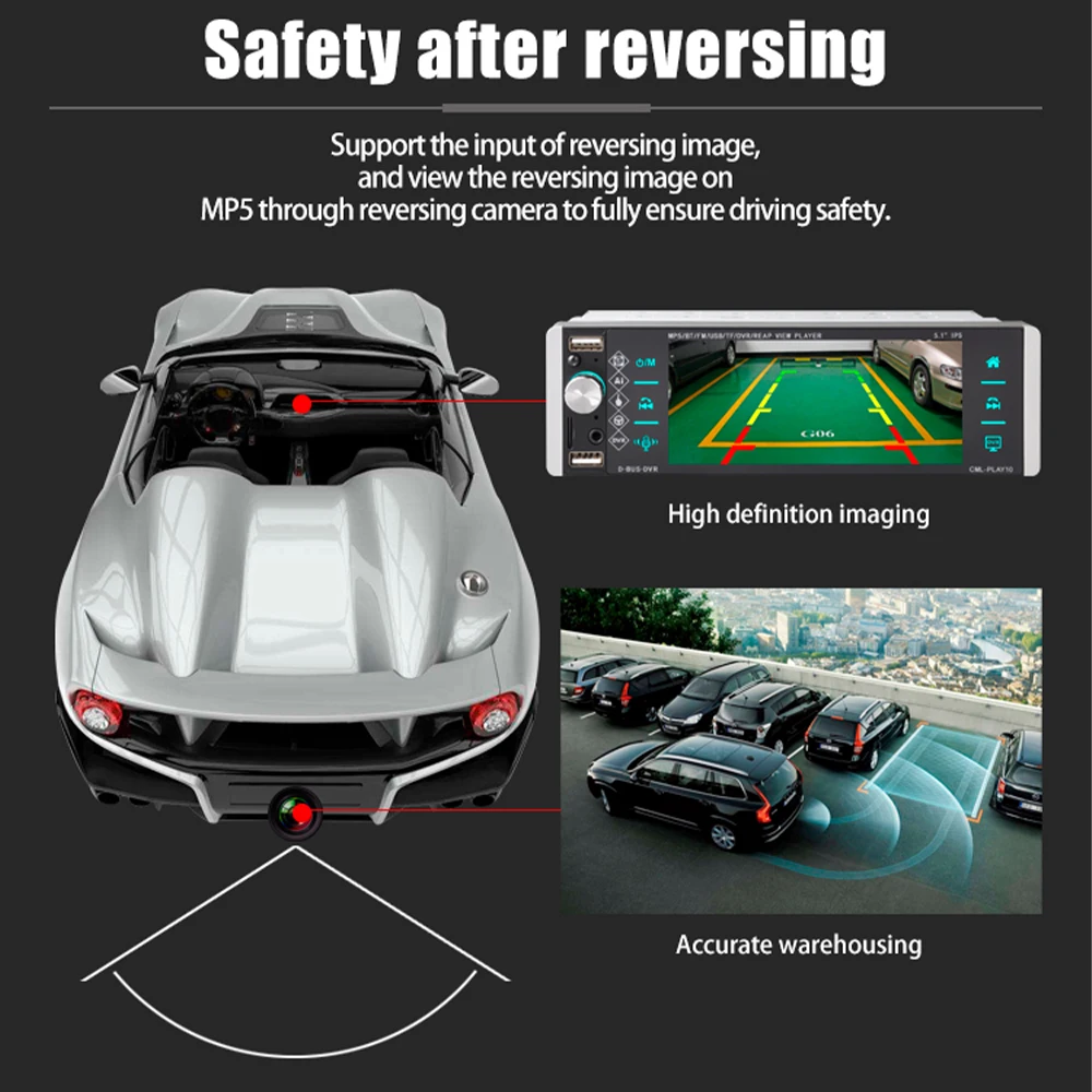 $52.17 Podofo 1 Din 5.1'' Universal RDS MP5 Car Radio Player Music Movie Player Voice Assistant With FM USB SD DVR Touch Screen