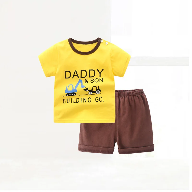 

ZWF1101 Girls Clothes Summer Style Boys Baby Girls Clothing Sets Cartoon Print T-shirt Short 2Pcs for Kids Clothes Children