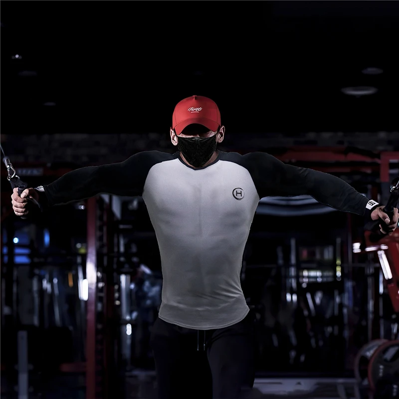 Футболка мужская с длинным рукавом хлопковая тенниска контрастных цветов нижнее