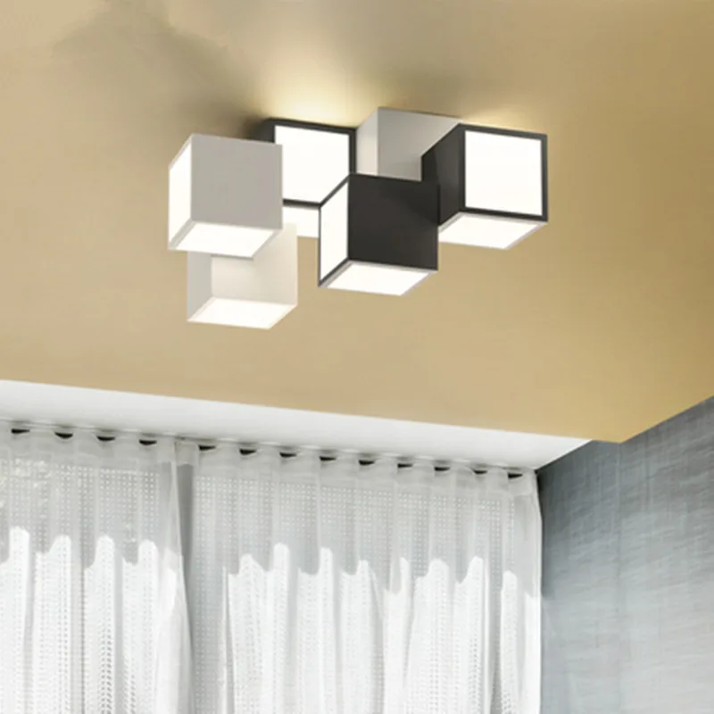 

Creative Combination Black Ceiling Lights Modern Acrylic Led Square Ceiling Lamp with Remote Control Home Deco Light Fixtures