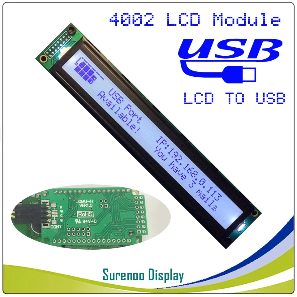 ЖК-дисплей 2USB USB 402 40X2 4002 персонаж ЖК-дисплей модуль Экран дисплея Панель справочная информация: подходит ЖК-дисплей Smartie& AIDA64 для DIY(сделай сам - Цвет: White Color