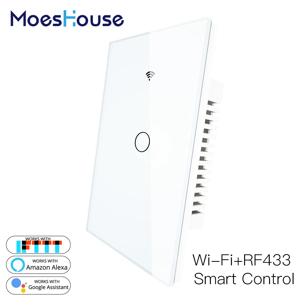 Умный настенный выключатель RF433 с Wi Fi и стеклянной панелью|Выключатели| |