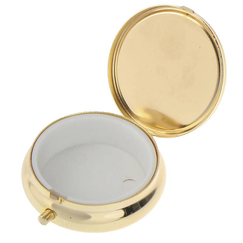 

1Pc Small Cases Metal Round Silver Tablet Pill Boxes Holder Effective use of space Advantageous Container Medicine Case