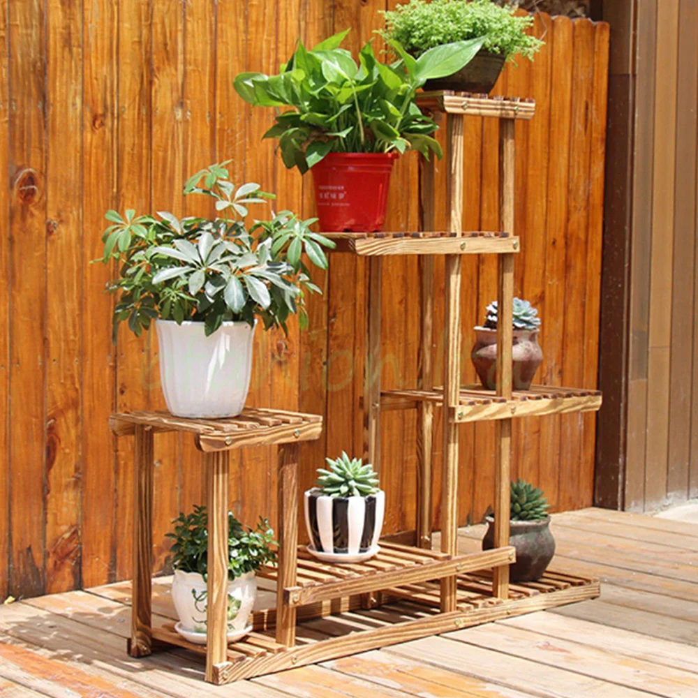 Подставка для цветов деревянный держатель растений бонсай витрина полка