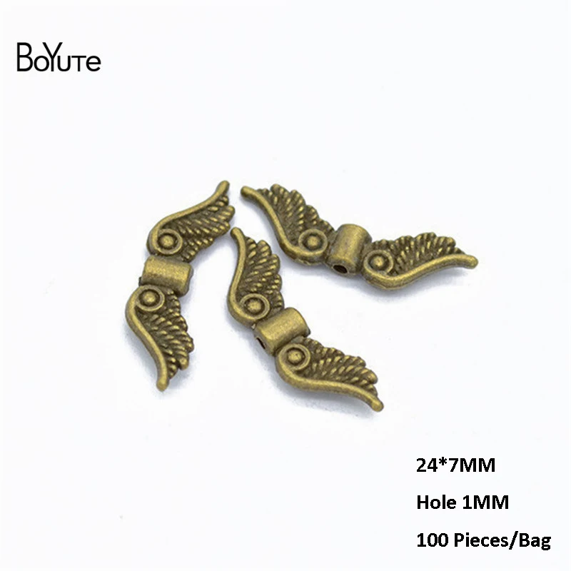 Beads 3-Anti-Bronze BoYuTe(100 шт./лот) 31*8 мм с 1 мм отверстием металлический сплав Ангела крыло бусины Diy ручной работы ювелирные аксессуары оптом - Цвет: Beads 3-Anti-Bronze