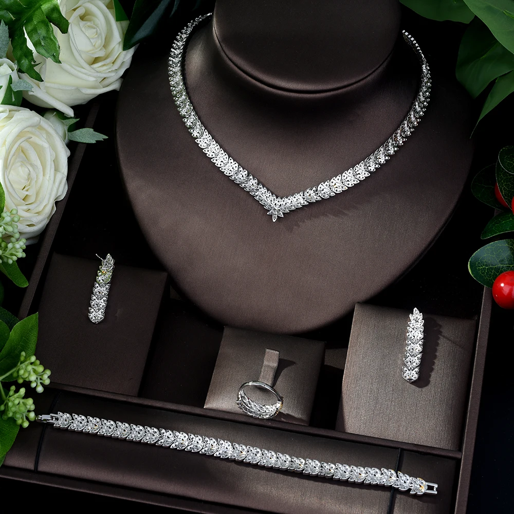 Модные блестящие свадебные украшения HIBRIDE с блестящим кубическим цирконием