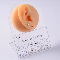 comfortable 12pcsset great magnetic rhinestone fake ear stud non pierced nose stud creative for men