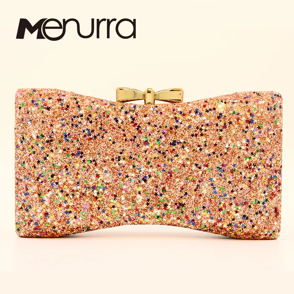 Вечерняя сумка с бантом и блестками клатч кошелек для женщин блестящие