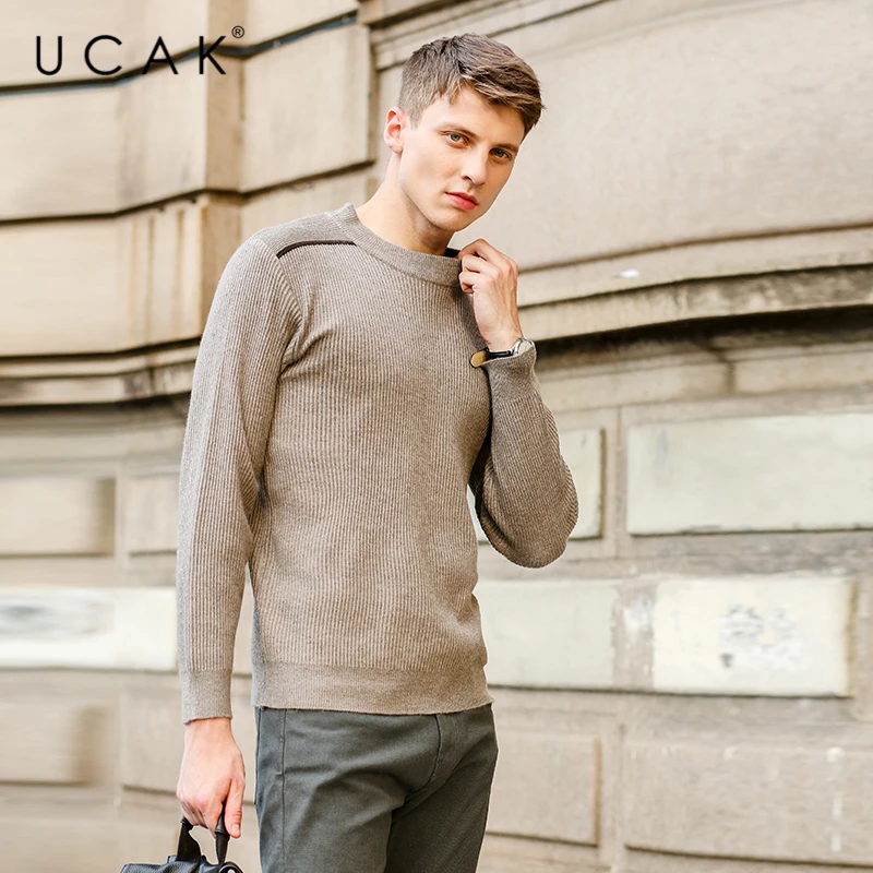 Мужской свитер с круглым вырезом UCAK зимний классический уличный пуловер