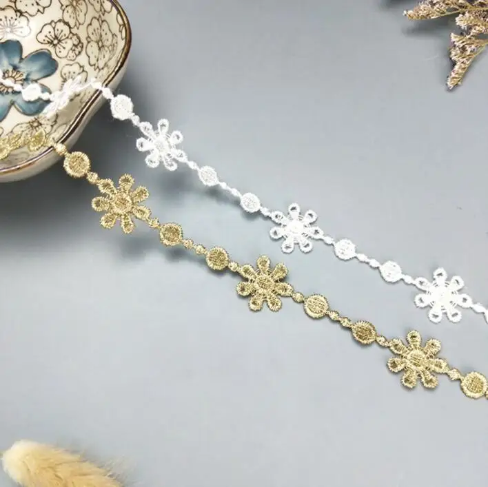 

2yards 1.8cm Wide Daisy Floral Lace Trim Ribbon Costume Home Textile Curtains Decor Clothes Wedding Dress Sewing Accessories DIY