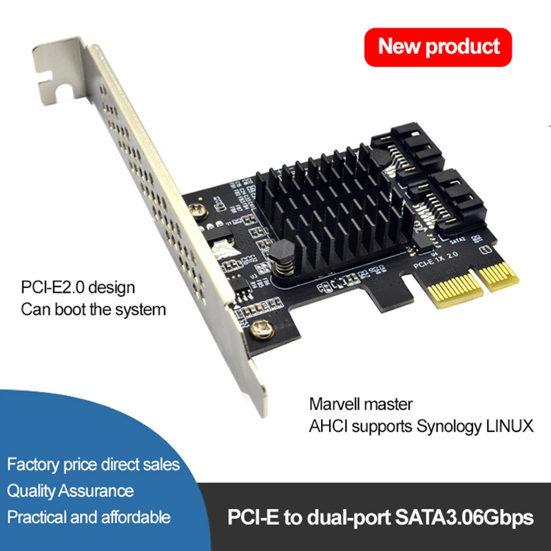 

PCIE To SATA 3 Expansion Card Add On Card Controller Dual SATA Port PCI Express Adapter Card Windows10/8/7/XP/2003/2008/Linux