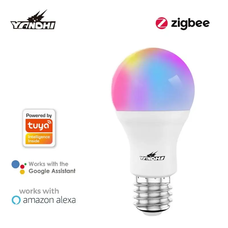 

Умная Светодиодная лампа E27, приглушаемая смарт-лампа Zigbee с голосовым управлением, 10 Вт, RGB, для Alexa и Google Assistant