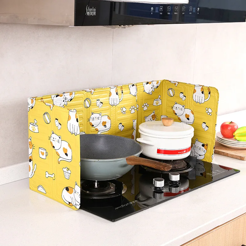 

Aluminum Foldable Splatter Screen Kitchen Baffle Plate Frying Pan Oil Splash Protection Screen Cooking Heat Insulation Splash
