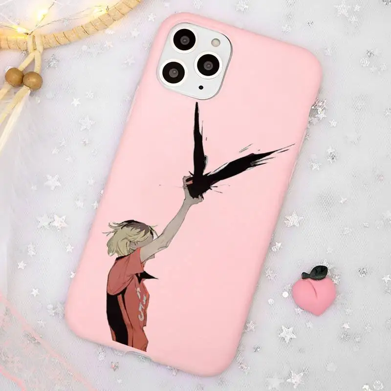 

Kenma Kozume of Haikyuu Phone Case Candy Color Pink for iPhone 11 pro XS MAX 8 7 6 6S Plus X 5S SE 2020 XR