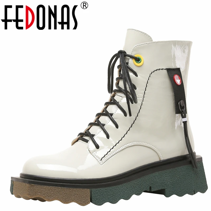 

Женские ботильоны на шнуровке FEDONAS, повседневные ботильоны из натуральной кожи на толстом каблуке разных цветов на осень и зиму
