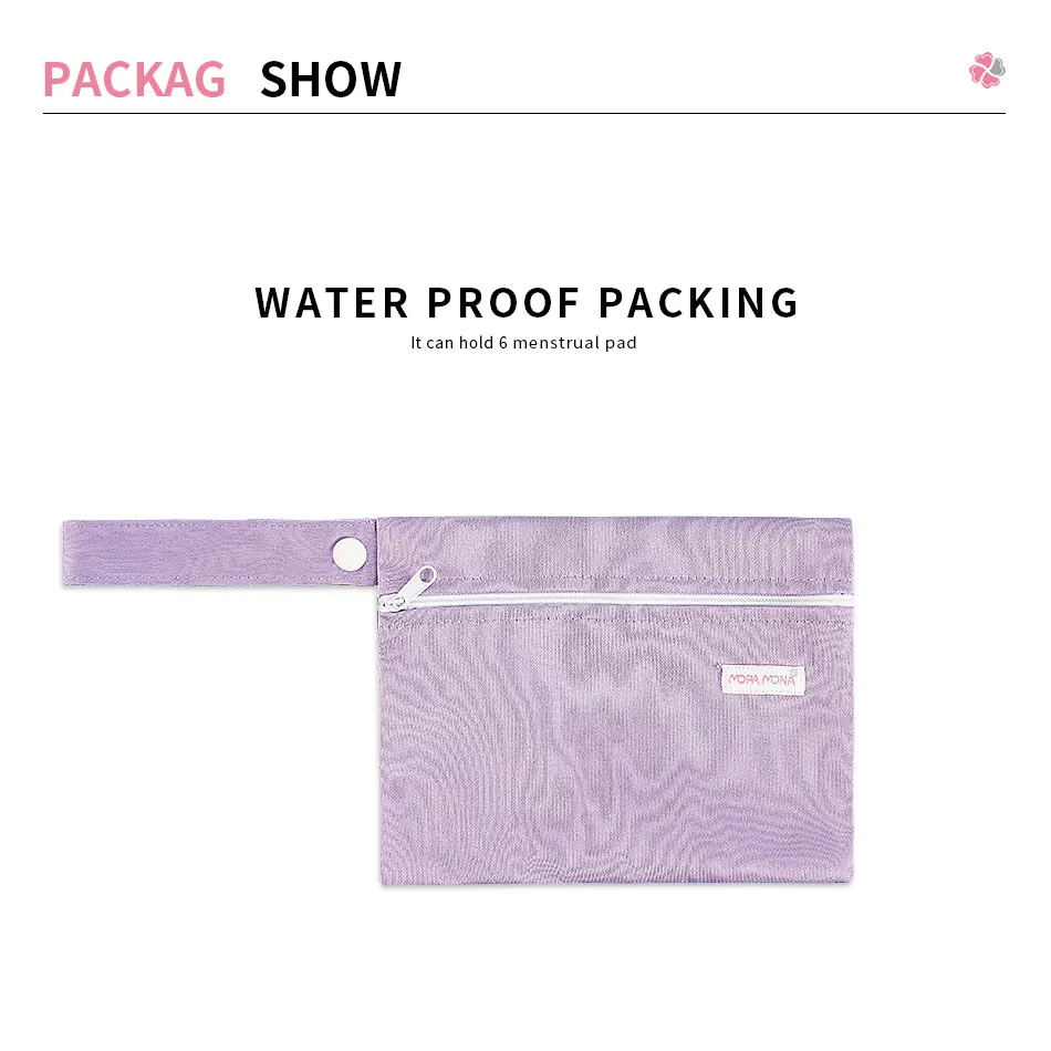 Mora Mona-almohadilla de tela Menstrual reutilizable, de carb&oacute;n de bamb&uacute;, higi&eacute;nica, lavable, con bolsa impermeable-3