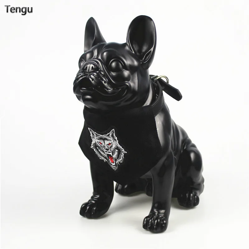 Черный ошейник с французским бульдогом вышитый волк Аватар логотип кошка черное