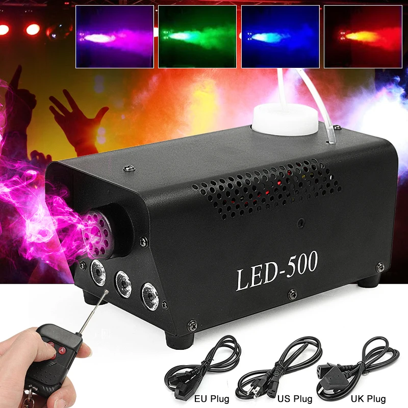 

500W Fog/Smoke Machine w/ Remote RGB LED DJ Thrower DJ Party family ball leisure parties Light Smoke Thrower