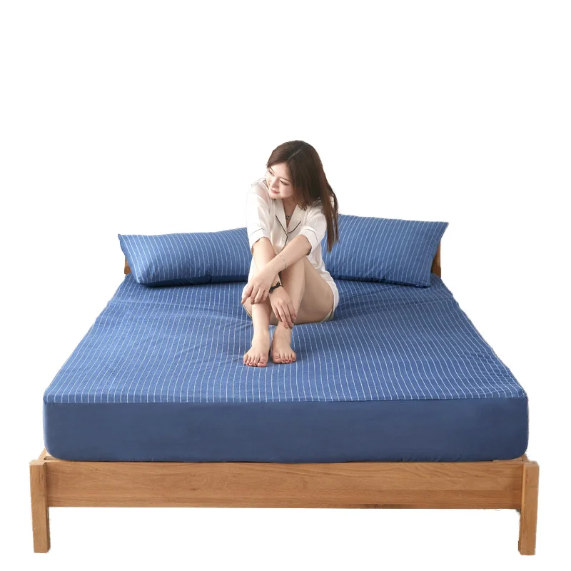 Однотонный наматрасник в полоску водонепроницаемое защитное покрытие для