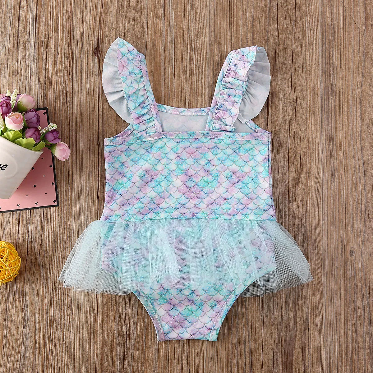 Цельный купальный костюм Русалочки для маленьких девочек комплект бикини